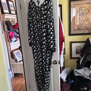Black and White Ghost Print adult onesie